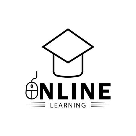 Online learning line symbol with writing. Design template vectorのイラスト素材