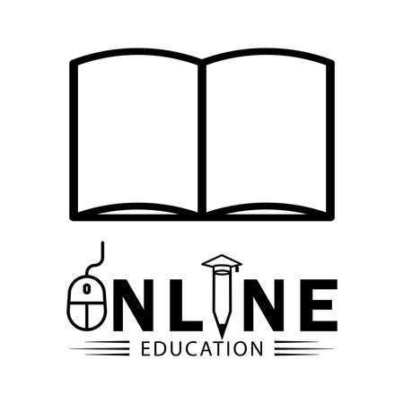Education online line symbol with writ. Design template vectorのイラスト素材