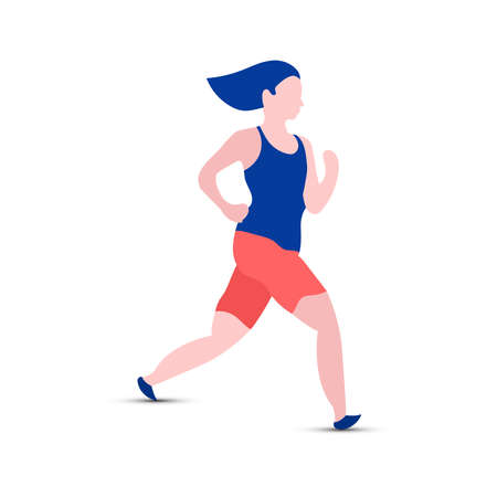 Illustration of woman running flat style character. good for body fitness and endurance. Design template vectorのイラスト素材