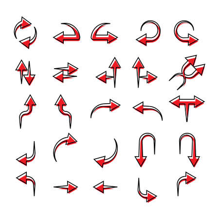 Icon set and symbol arrow flat. Design template vectorのイラスト素材