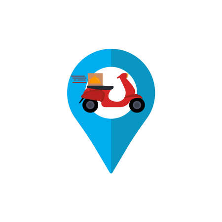 Motorcycle delivery flat icon, illustration location delivery. Design template vectorのイラスト素材
