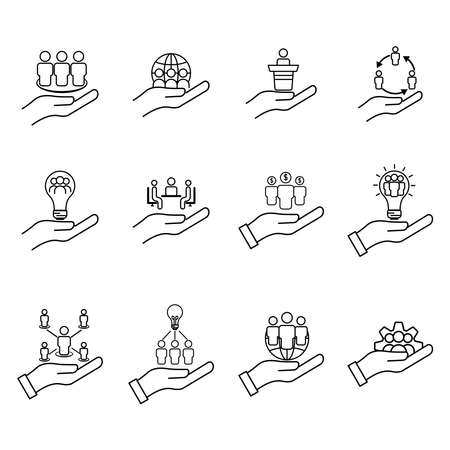 Business team line icon set. Design template vectorのイラスト素材
