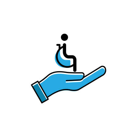 Elderly people flat icon. icon sitting in a wheelchair. Design template vectorのイラスト素材