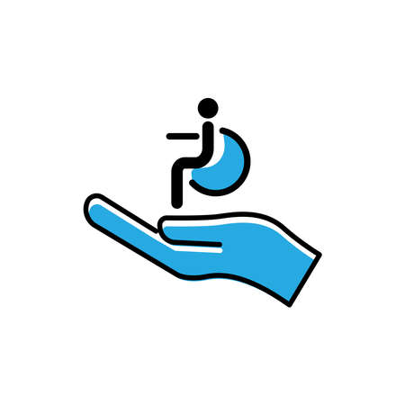 Elderly people flat icon. icon sitting in a wheelchair. Design template vectorのイラスト素材