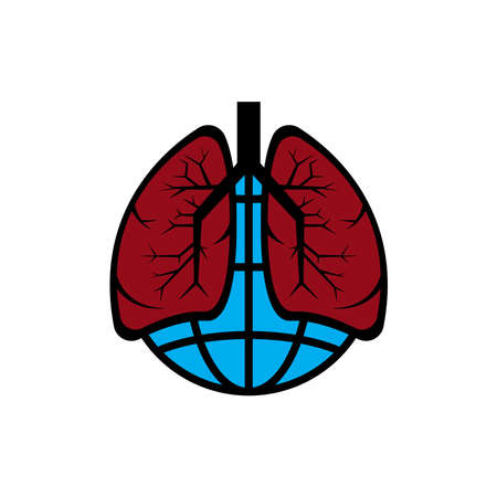 Earth and Lungs   flat icon graphic. International pneumonia day. Design template vectorのイラスト素材