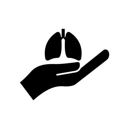 Lungs and hand icon. International pneumonia day. Design template vectorのイラスト素材