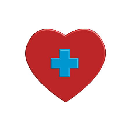 3d heart icon with health symbol. design vector illustrationのイラスト素材