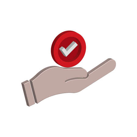Hand icon 3d with check mark. Design vector illustrationのイラスト素材
