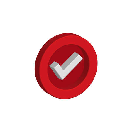 Check mark icon 3d. Checked icon or correct choice sign in round shape. Design vector illustrationのイラスト素材