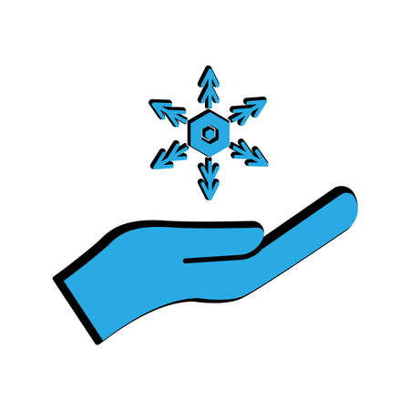 Winter flat icon. hand icon with snowflakes. simple design editable. design vector illustrationのイラスト素材
