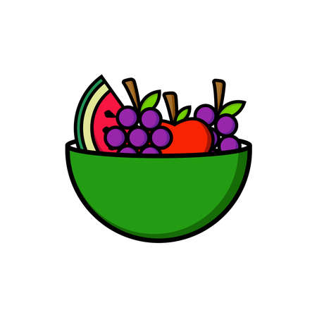 fruit bowl flat icon. simple design editable. design vector illustrationのイラスト素材
