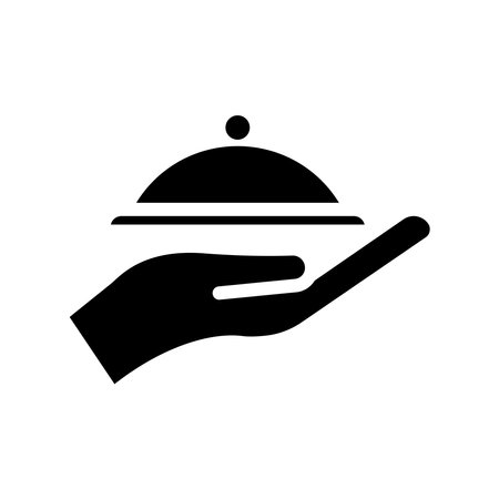 Restaurant glyph icon. Cloche icon, food, kitchen with hand icon. simple design editable. Design template vectorのイラスト素材