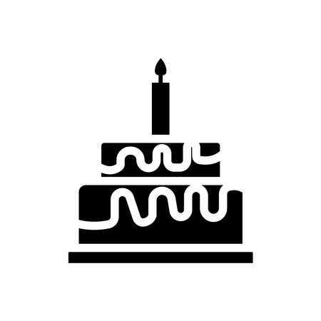 Birthday cake glyph icon. cake icon with candle. simple design editable. Design template vectorのイラスト素材