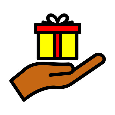 Surprise lineal color icon, gift. hand and gift box icon. simple design editable. Design template vectorのイラスト素材