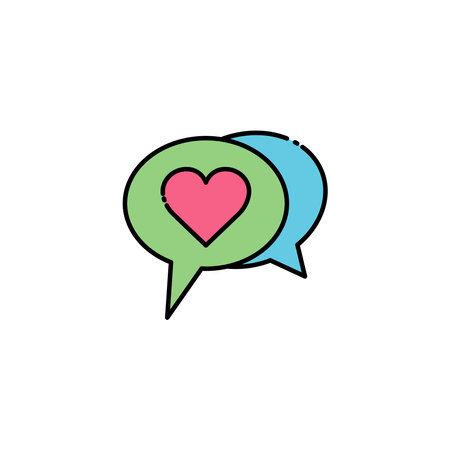 Chat lineal color icon with heart. simple design editable. Design template vectorのイラスト素材