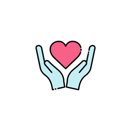 Hand lineal color icon with heart. love symbol. simple design editable. Design template vector