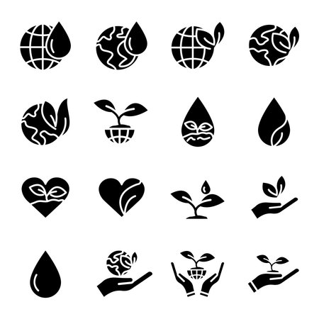 Wetland icon set, planting trees. simple design editable. Design template vectorのイラスト素材