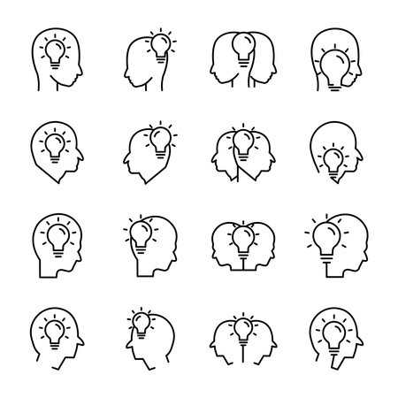 Head line icon set with light bulb. Concept of new idea. Idea generation process. simple design editable. Design template vectorのイラスト素材