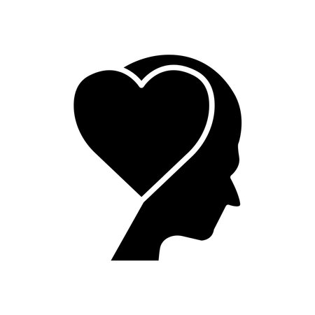 Head with heart icon. In love symbol. simple design editable. Design template vectorのイラスト素材