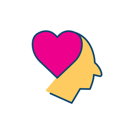 Head with heart lineal color icon. In love symbol. simple design editable. Design template vectorのイラスト素材