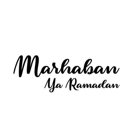 Marhaban ya ramadan. lettering art for poster, greeting card, t-shirt, etc. Editable stroke. Design template vectorのイラスト素材