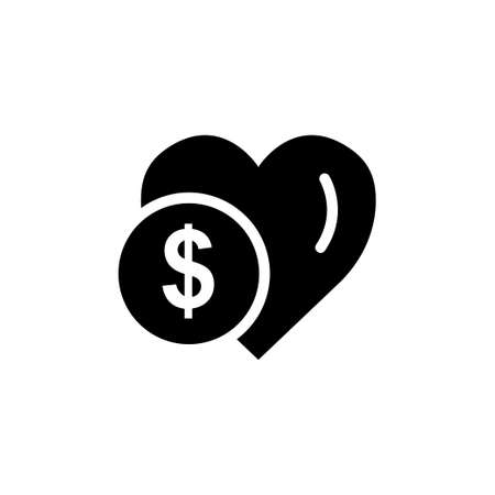heart icon with dollar. charity symbol, donation, humanity. Editable stroke. Design template vectorのイラスト素材