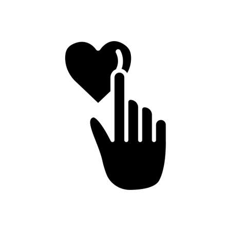 hand touch icon with heart. charity symbol, donation, humanity. Editable stroke. Design template vectorのイラスト素材