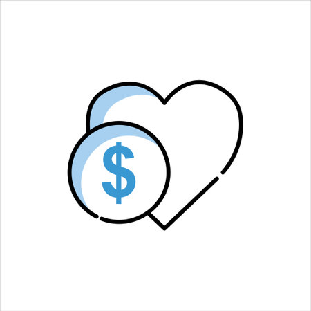 heart icon with dollar. charity symbol, donation. Two Tone line colored Design. the icon can be used for application icon, web icon, infographics. Editable stroke. Design template vectorのイラスト素材