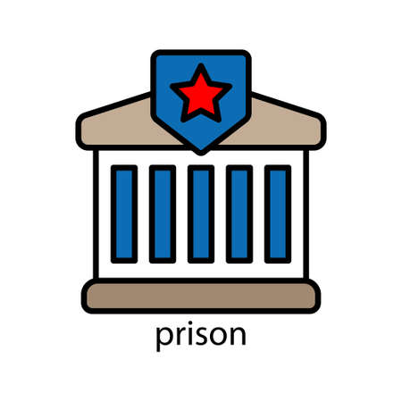 Prison lineal color icon. Editable stroke. Design template vectorの写真素材