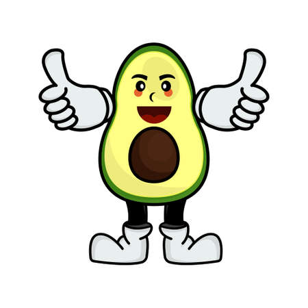 Illustration fruit avocados mascot cartoon character. illustration flat style. suitable for promotion of juice products, fresh drinks, prints design, children book, etc. design template vectorのイラスト素材