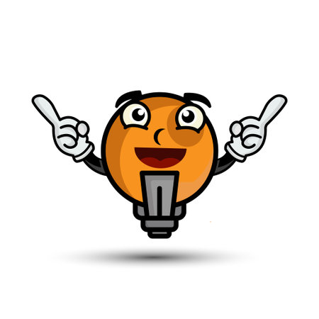 Illustration light bulb mascot cartoon character. illustration flat style. suitable for idea illustration, business illustration, prints design, children book etc. design template vectorのイラスト素材
