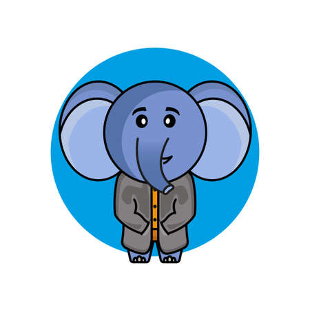 Winter elephant mascot cartoon character. illustration flat style. design template vectorのイラスト素材
