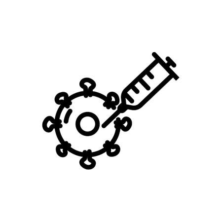 virus icon with syringe. suitable for vaccine symbol. line icon style. simple design editable. Design template vectorのイラスト素材