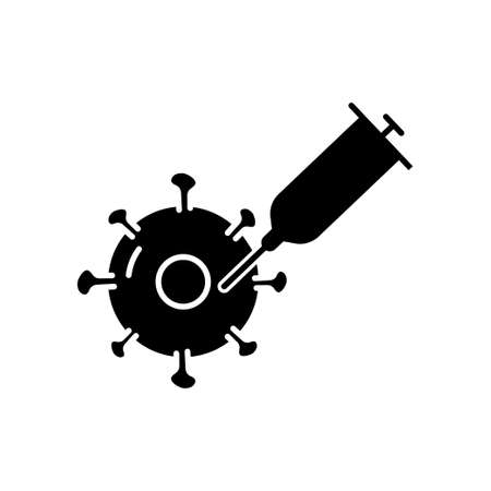 virus icon with syringe. suitable for vaccine symbol. solid icon style. simple design editable. Design template vectorのイラスト素材