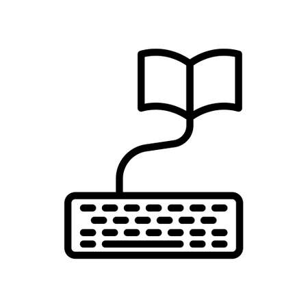 vector icon Input data online. keyboard, open book. Line icon style. Simple design illustration editableのイラスト素材