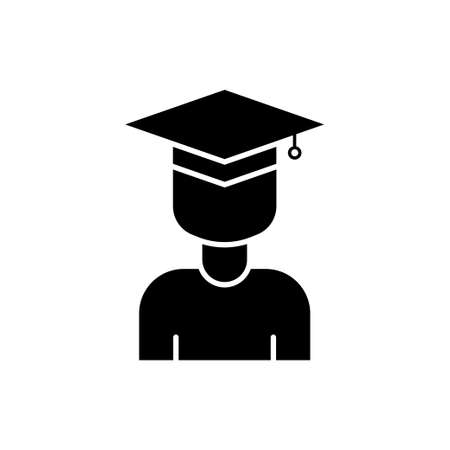 Student icon vector. Education. Solid icon style, glyph. Simple design illustration editableのイラスト素材