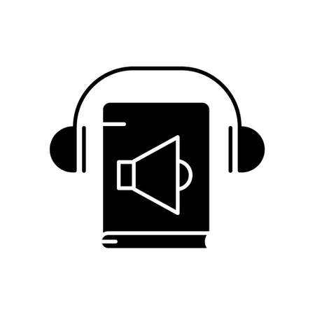Audio book icon vector. book, megaphone, headset. Solid icon style, glyph. Simple design illustration editableのイラスト素材