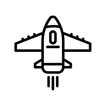 Fighter icon vector. Transportation, Air vehicle. line icon style. Simple design illustration editableのイラスト素材
