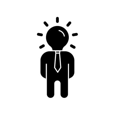 People icon with light bulb head. Suitable for entrepreneur icon, business. Solid icon style, glyph. Simple design editableのイラスト素材