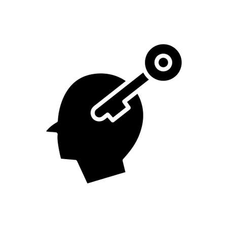 Key icon with head. Suitable for entrepreneur icon, business. Solid icon style, glyph. Simple design editableのイラスト素材