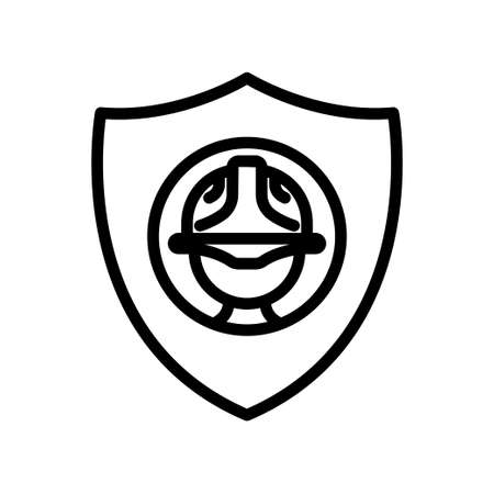 Head foreman icon with shield. icon related to construction, job security, labor day. Line icon style. Simple design editableのイラスト素材