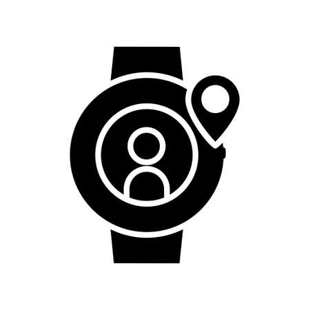 Smart watch icon with heart. icon related to technology, smart device. Glyph icon style, solid. Simple design editableのイラスト素材