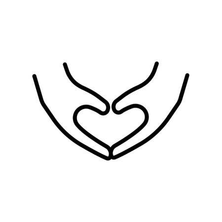 Hand icon with heart gesture. icon related to affection, love, charity, care. Line icon style. Simple design editableのイラスト素材