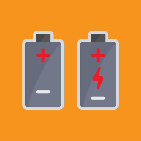 Battery icon. Icon related to electronic, technology. Flat icon style. Suitable for stickers and prints. Simple design editableのイラスト素材