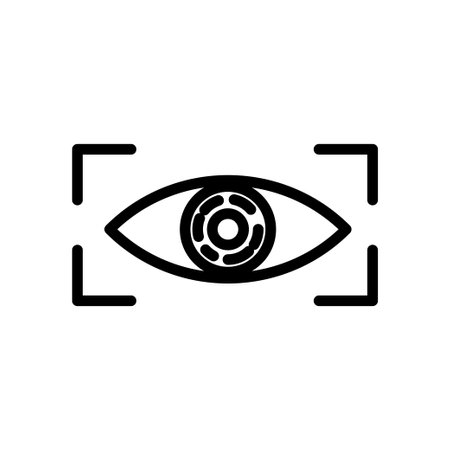 Eye line icon illustration with scan. icon related to fintech. Line icon style. Simple design editableのイラスト素材