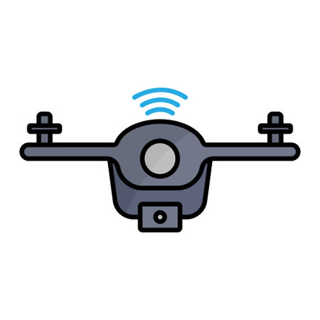 Drone icon illustration with signal. icon related to smart devices. lineal color icon style. Simple design editableのイラスト素材