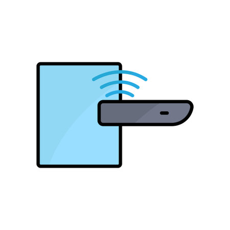 door handle icon illustration with signal. icon related to smart device. lineal color icon style. Simple design editableのイラスト素材