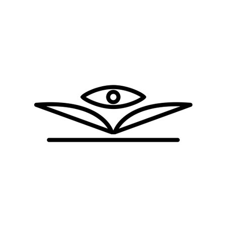 Open book line icon illustration with eye. icon illustration related to seeing, reading. Simple vector design editable.のイラスト素材