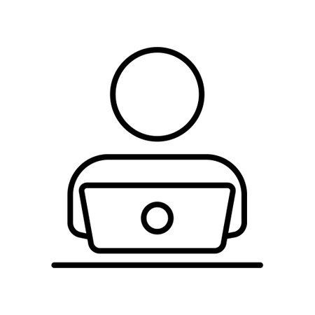 People line icon illustration in front of the laptop. icon illustration related to operator, work at home. Simple vector design editable.のイラスト素材