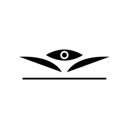 Open book glyph icon illustration with eye. icon illustration related to seeing, reading. Simple vector design editable.のイラスト素材